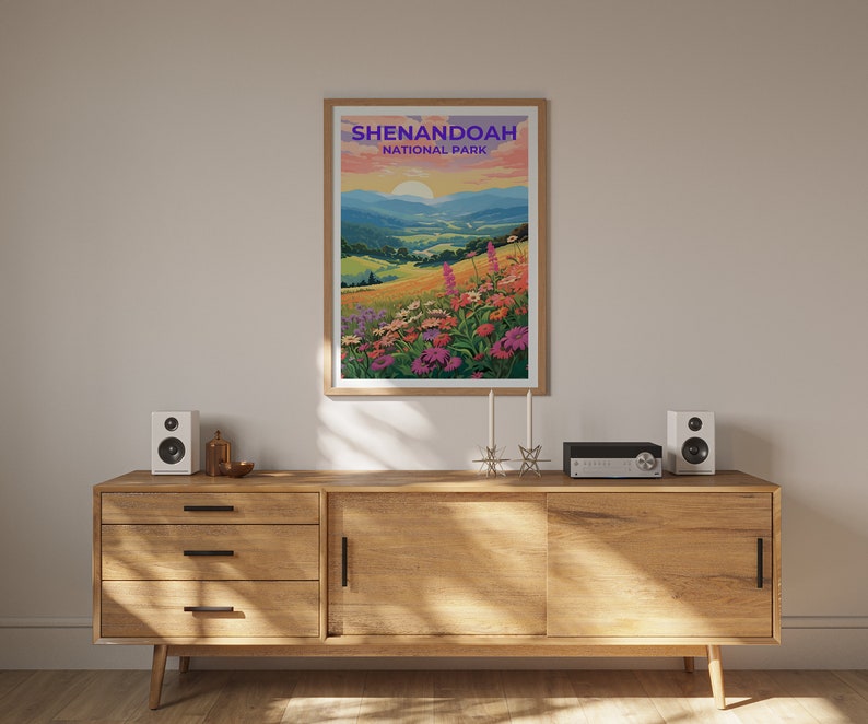 Affiche de voyage de Shenandoah, art mural de Virginie, impression de Virginie, affiche de Shenandoah, affiche de fleurs, affiche de nature, art de Shenandoah