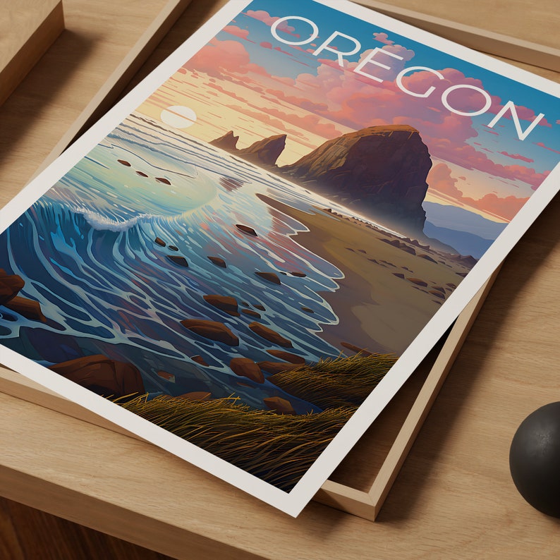 Oregon Travel Poster, Coast Wall Art, Coast Print, Oregon Poster, Coast Poster, Oregon Print, Oregon Art