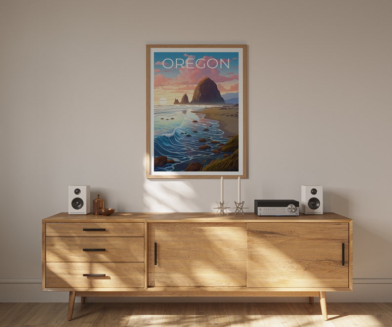 Oregon Travel Poster, Coast Wall Art, Coast Print, Oregon Poster, Coast Poster, Oregon Print, Oregon Art