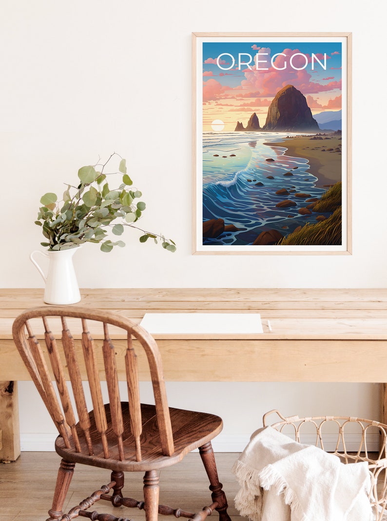 Oregon Travel Poster, Coast Wall Art, Coast Print, Oregon Poster, Coast Poster, Oregon Print, Oregon Art