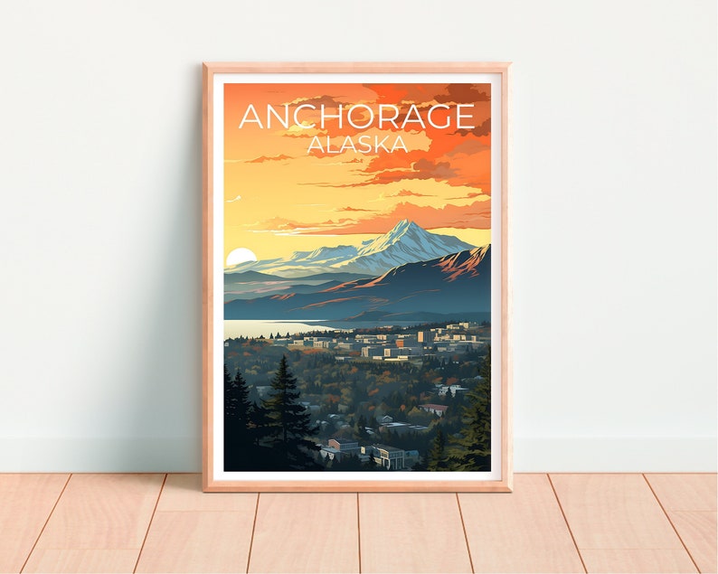 Anchorage Travel Poster, Alaska Wall Art, Alaska Print, Anchorage Poster, Alaska Poster, City Poster, Anchorage Art