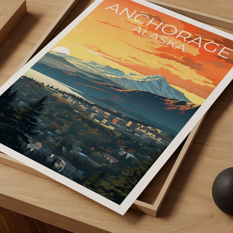 Anchorage Travel Poster, Alaska Wall Art, Alaska Print, Anchorage Poster, Alaska Poster, City Poster, Anchorage Art