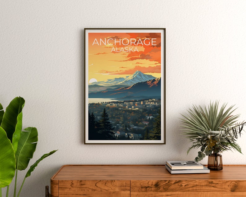 Anchorage Travel Poster, Alaska Wall Art, Alaska Print, Anchorage Poster, Alaska Poster, City Poster, Anchorage Art