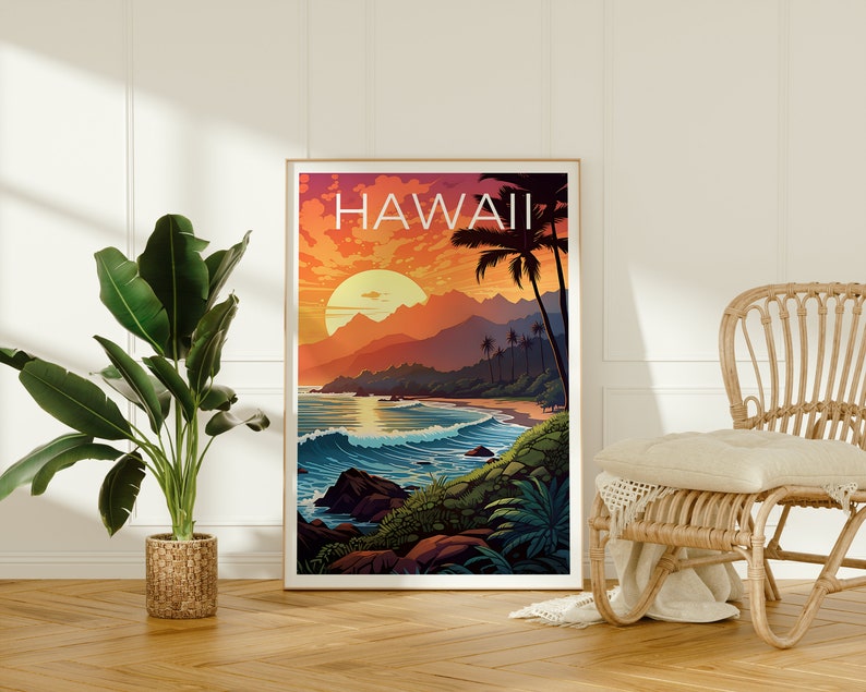 Hawaii Travel Poster, Island Wall Art, Island Print, Hawaii Poster, Island Poster, Hawaii Print, Hawaii Art