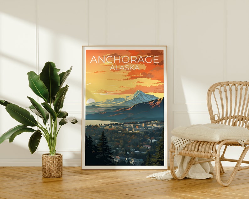 Anchorage Travel Poster, Alaska Wall Art, Alaska Print, Anchorage Poster, Alaska Poster, City Poster, Anchorage Art