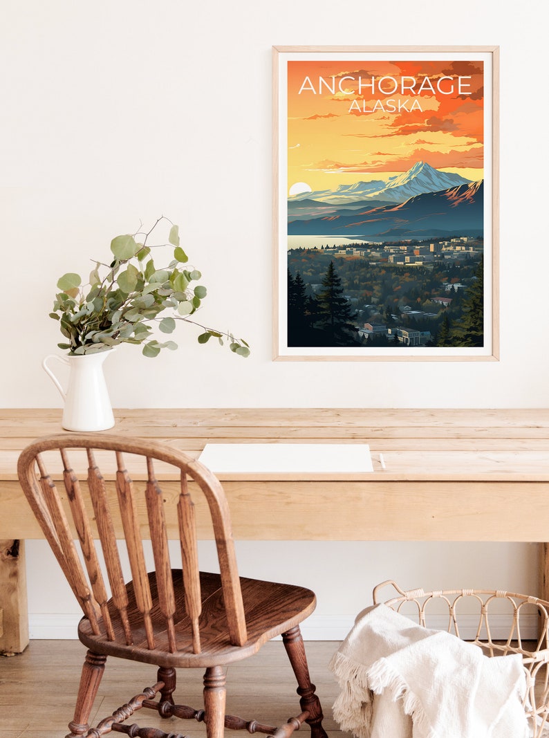 Anchorage Travel Poster, Alaska Wall Art, Alaska Print, Anchorage Poster, Alaska Poster, City Poster, Anchorage Art