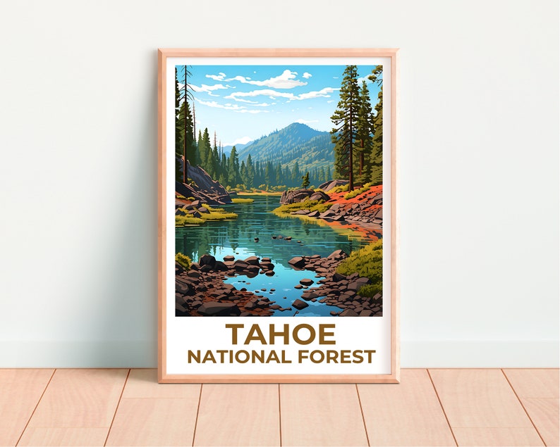 Tahoe National Forest Travel Poster, California Wall Art, California Print, Tahoe National Forest Poster, California Poster