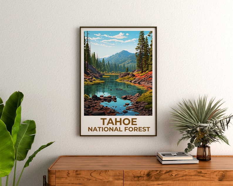 Tahoe National Forest Travel Poster, California Wall Art, California Print, Tahoe National Forest Poster, California Poster