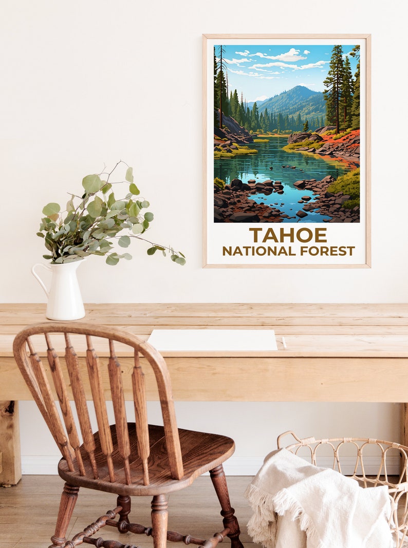 Tahoe National Forest Travel Poster, California Wall Art, California Print, Tahoe National Forest Poster, California Poster