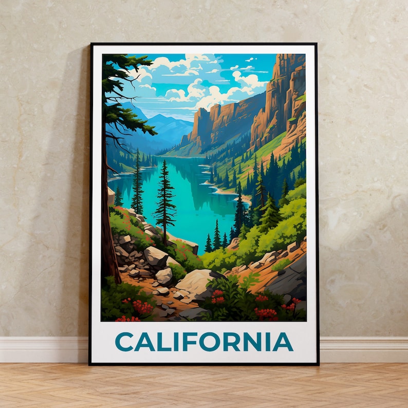 California Poster, California Print, Lake Poster, Mountains Print, Tahoe National Forest Poster, Forest Print, California Art