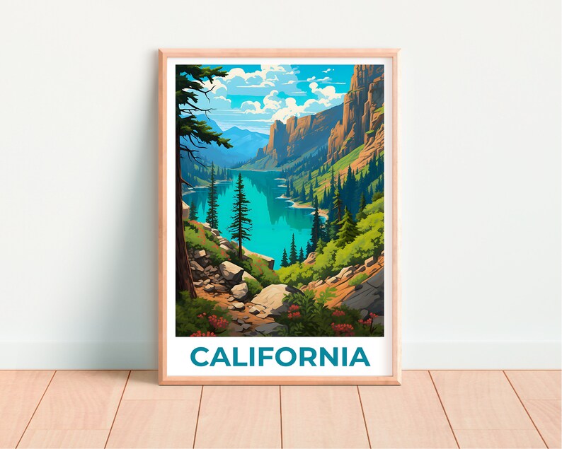 California Poster, California Print, Lake Poster, Mountains Print, Tahoe National Forest Poster, Forest Print, California Art