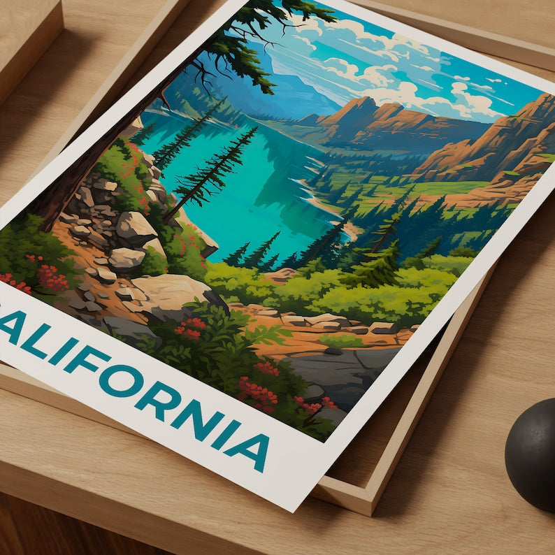 California Poster, California Print, Lake Poster, Mountains Print, Tahoe National Forest Poster, Forest Print, California Art