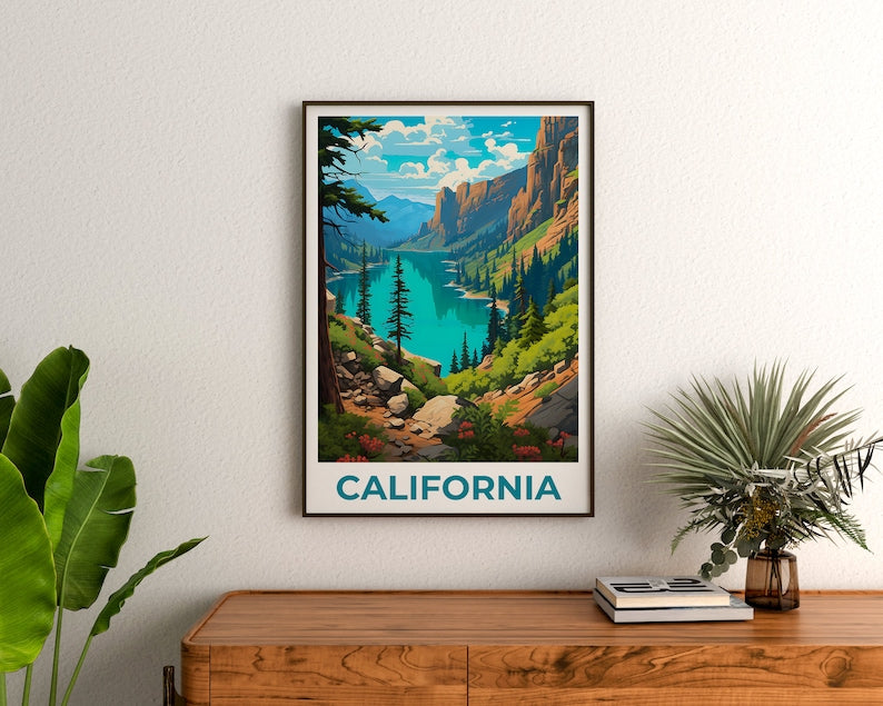 California Poster, California Print, Lake Poster, Mountains Print, Tahoe National Forest Poster, Forest Print, California Art