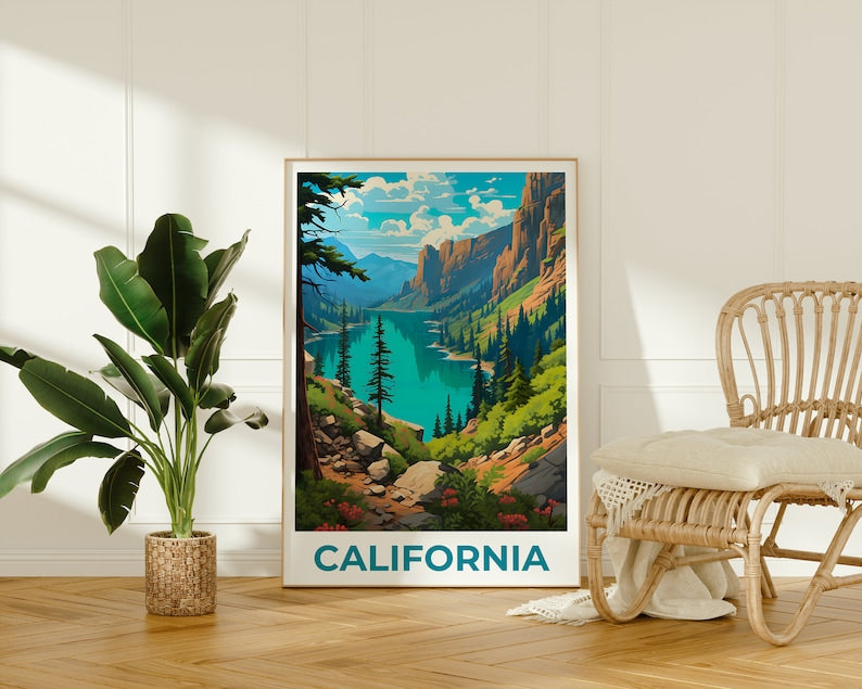 California Poster, California Print, Lake Poster, Mountains Print, Tahoe National Forest Poster, Forest Print, California Art
