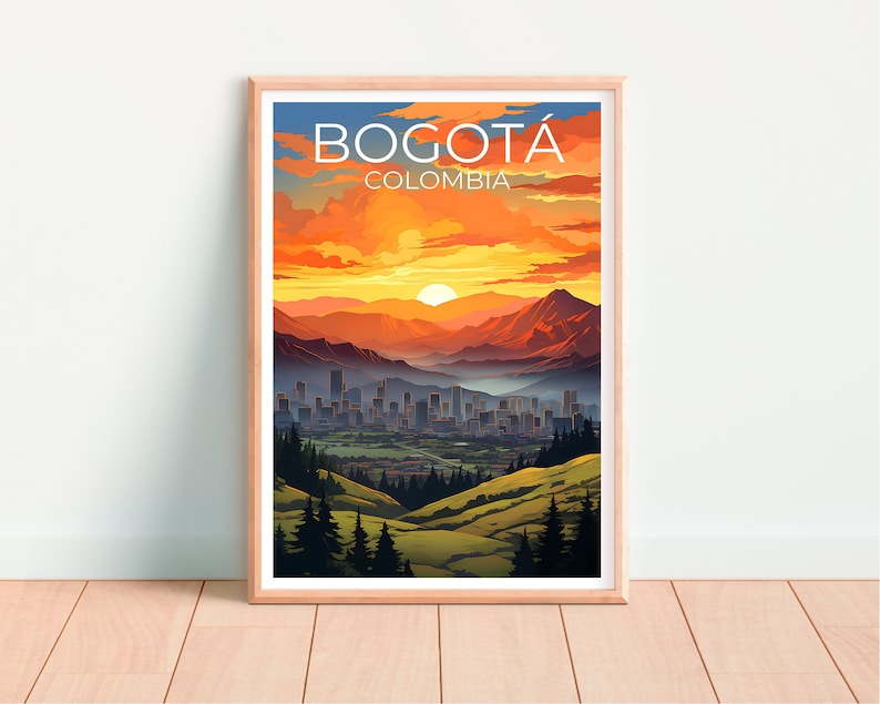 Affiche de voyage de Bogotá, art mural de Colombie, impression de Colombie, affiche de Bogotá, affiche du pont de Colombie, affiche de ville, art de Bogota