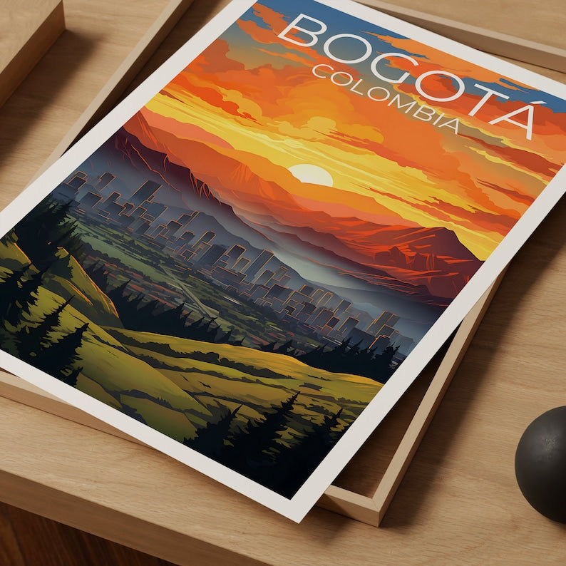 Affiche de voyage de Bogotá, art mural de Colombie, impression de Colombie, affiche de Bogotá, affiche du pont de Colombie, affiche de ville, art de Bogota