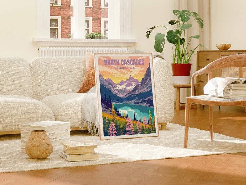 North Cascades Poster, North Cascades Art, North Cascades Print, National Parks Poster, Mountain Poster, Washington Poster, Hiking Gift