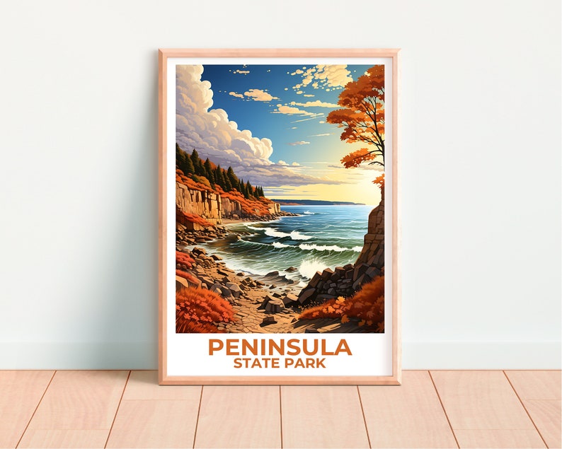 Peninsula State Park Reiseposter, Wisconsin Wandkunst, Wisconsin Druck, Peninsula State Park Poster, Wisconsin Poster