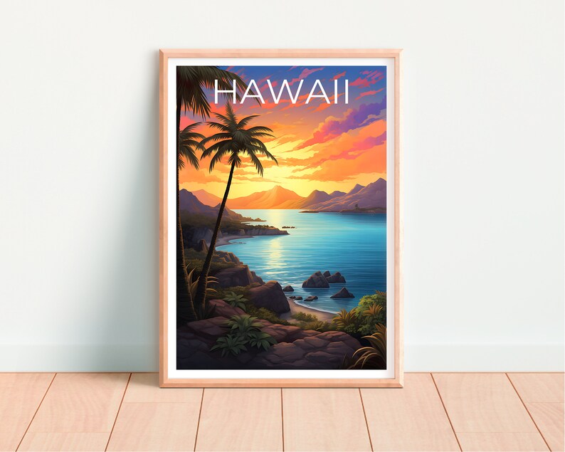 Hawaii Travel Poster, Maui Wall Art, Coast Print, Maui Poster, Hawaii Poster, Tropical Island Print, Hawaii Print