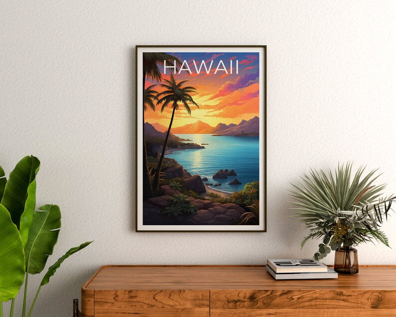 Hawaii Travel Poster, Maui Wall Art, Coast Print, Maui Poster, Hawaii Poster, Tropical Island Print, Hawaii Print