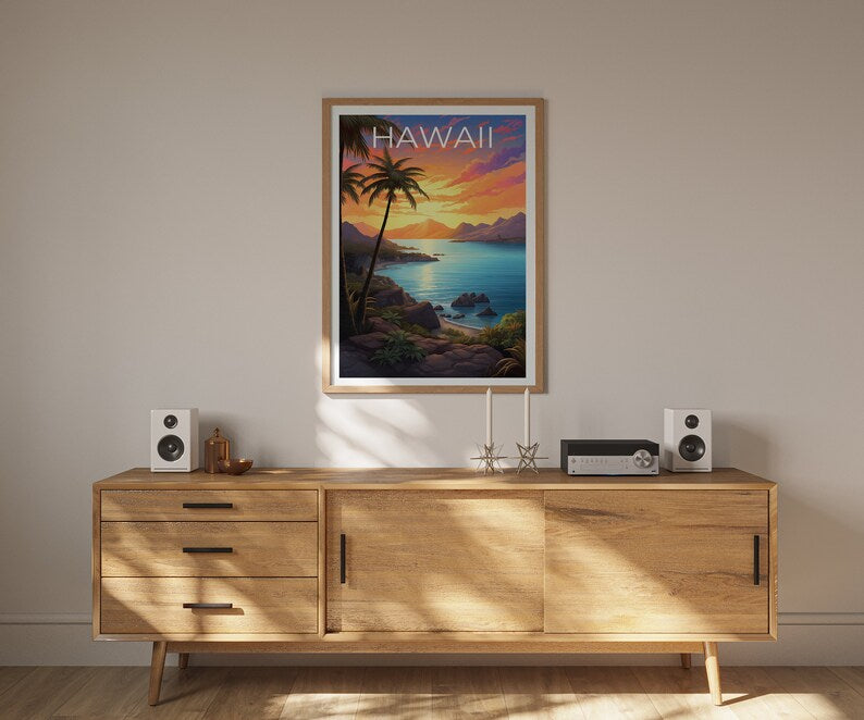 Hawaii Travel Poster, Maui Wall Art, Coast Print, Maui Poster, Hawaii Poster, Tropical Island Print, Hawaii Print