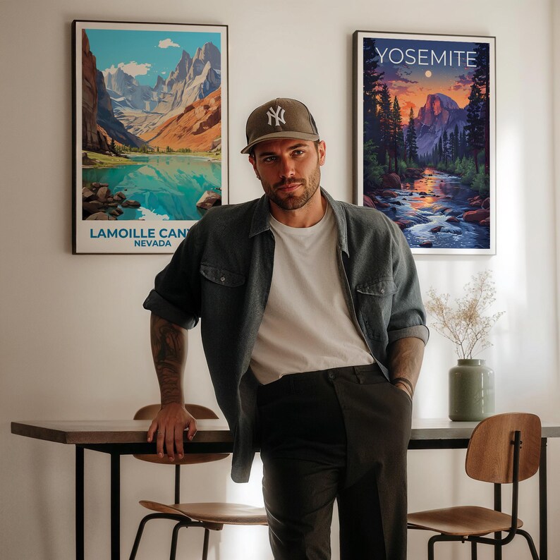 Lamoille Canyon Travel Print, Nevada Poster, Ruby Mountains Wall Art, Lake Illustration, Lamoille Canyon Poster, Home Decor, Birthday Gift