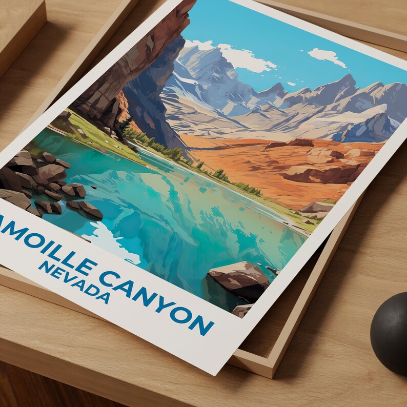 Lamoille Canyon Travel Print, Nevada Poster, Ruby Mountains Wall Art, Lake Illustration, Lamoille Canyon Poster, Home Decor, Birthday Gift