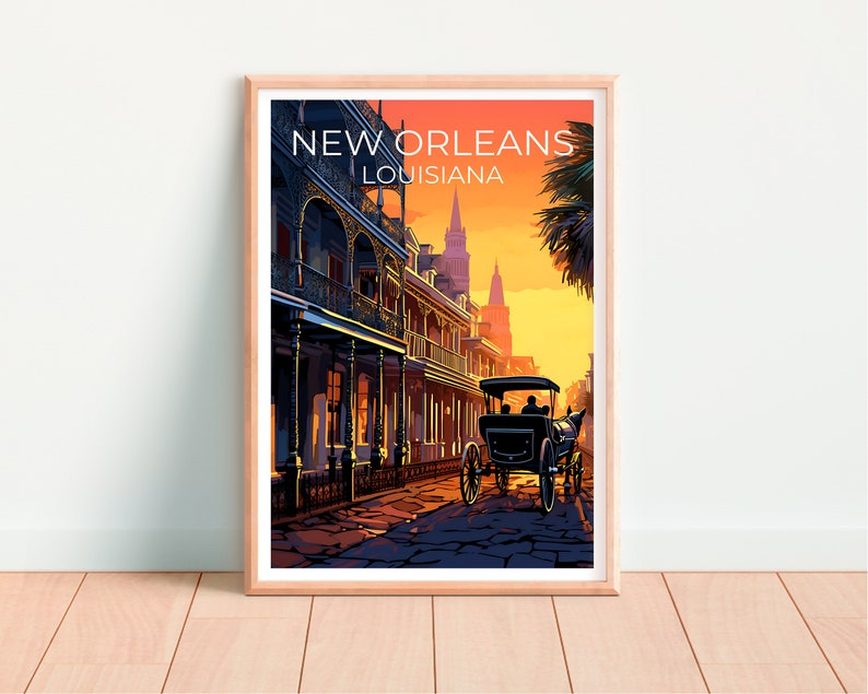 New Orleans Travel Poster, Louisiana Wall Art, Louisiana Print, New Orleans Poster, Louisiana Poster, French Quarter Poster, New Orleans Art