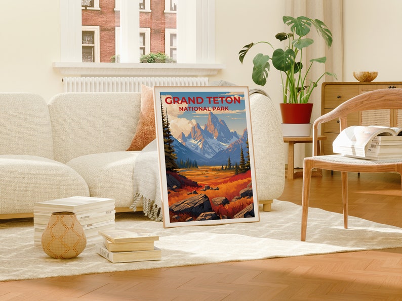 Grand Teton Travel Poster, Wyoming Wall Art, Wyoming Print, Grand Teton Poster, Wyoming Poster, Nature Poster, Grand Teton Art