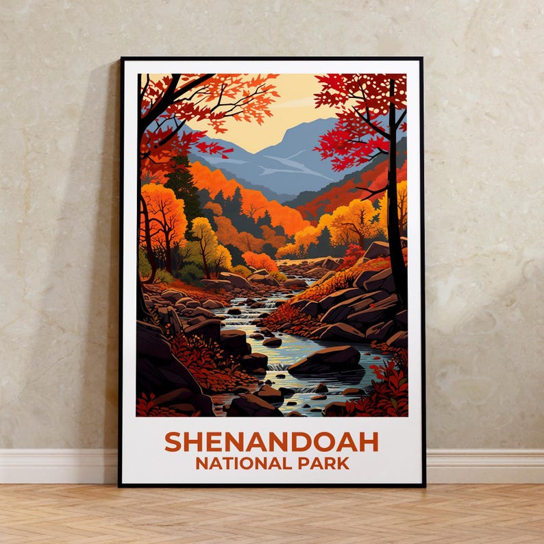 Shenandoah National Park Travel Print Virginia Poster Forest Wall Art Autumn Illustration Shenandoah Poster Home Decor Birthday Gift