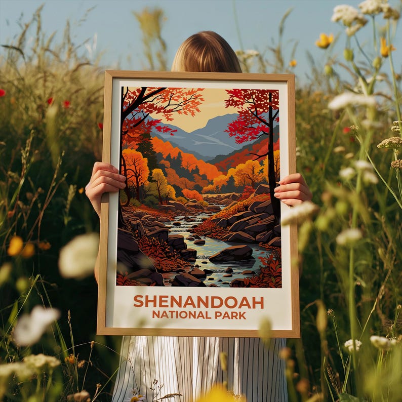 Shenandoah National Park Travel Print Virginia Poster Forest Wall Art Autumn Illustration Shenandoah Poster Home Decor Birthday Gift