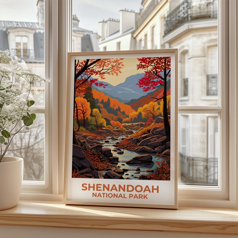 Shenandoah National Park Travel Print Virginia Poster Forest Wall Art Autumn Illustration Shenandoah Poster Home Decor Birthday Gift