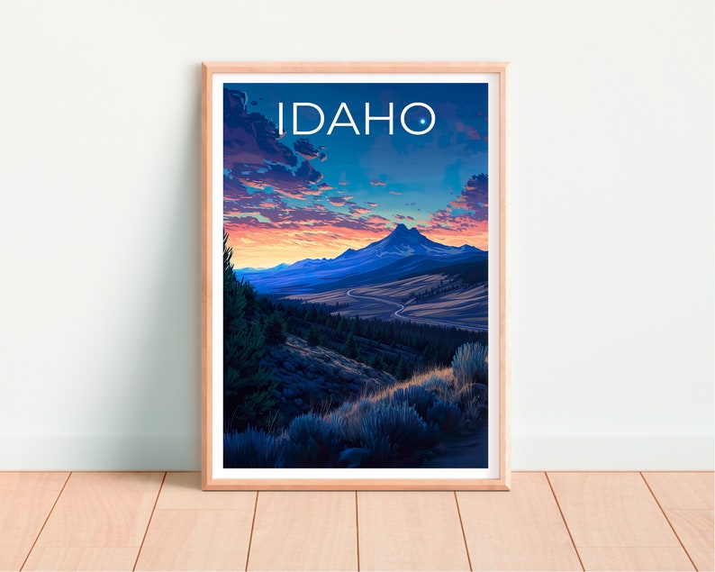Idaho Reiseposter, Bergwandkunst, Bergdruck, Idaho Poster, Bergposter, Naturposter, Idaho Kunst