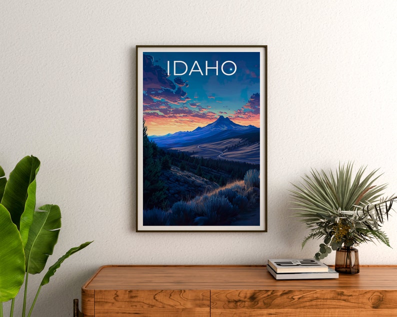 Idaho Reiseposter, Bergwandkunst, Bergdruck, Idaho Poster, Bergposter, Naturposter, Idaho Kunst