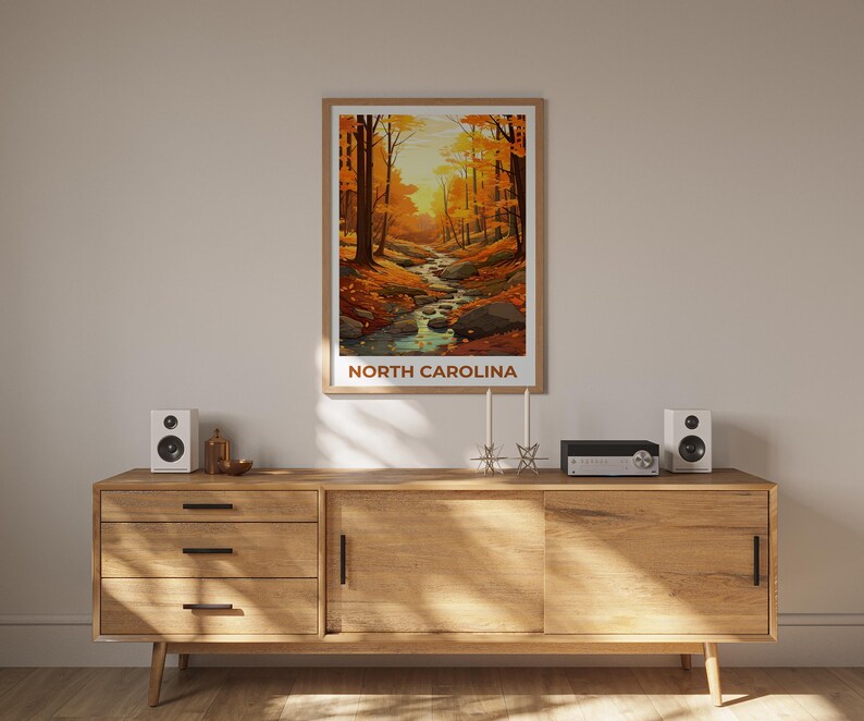 North Carolina Travel Print, Pisgah National Forest Poster, Autumn Forest Wall Art, North Carolina Poster, Home Decor, Birthday Gift