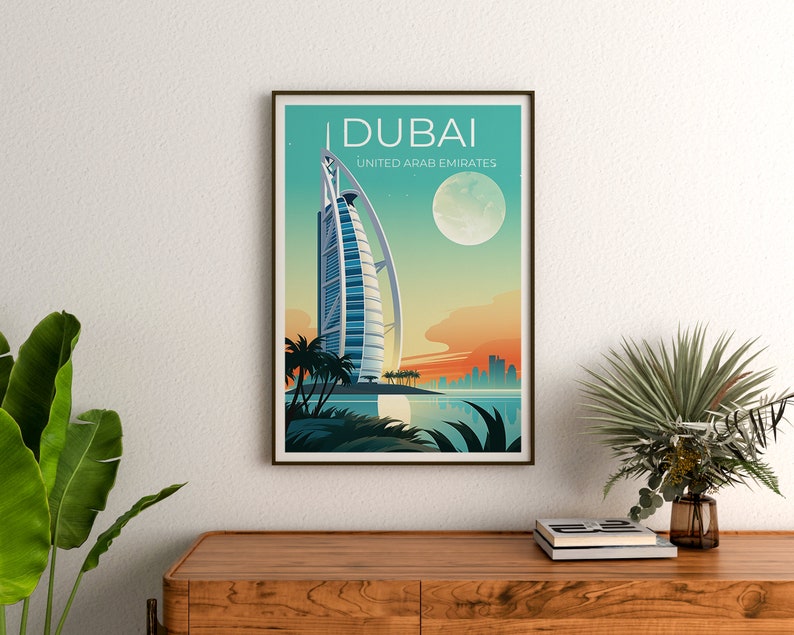 Dubai Travel Poster, Dubai Art, Burj Al Arab Print, Dubai Poster, Burj Al Arab Poster, City Poster