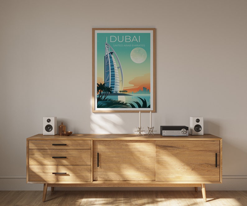Dubai Travel Poster, Dubai Art, Burj Al Arab Print, Dubai Poster, Burj Al Arab Poster, City Poster