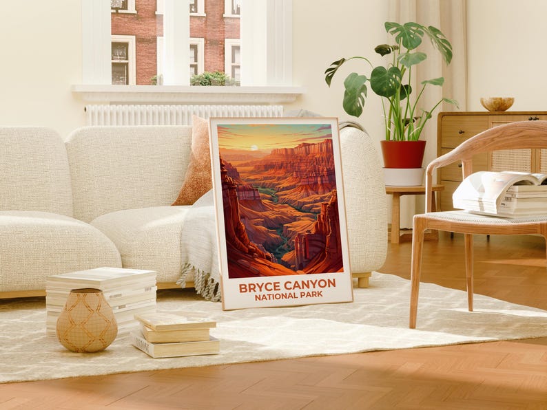 Bryce Canyon National Park Travel Print Utah Poster Hoodoos Wall Art Hike Illustration Bryce Canyon Poster Home Decor Birthday Gift
