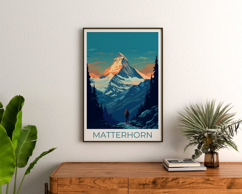 Matterhorn Travel Poster, Switzerland Wall Art, Switzerland Print, Matterhorn Poster, Switzerland Poster, Mountain Poster, Matterhorn Print