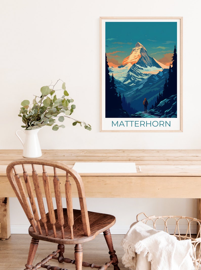Matterhorn Travel Poster, Switzerland Wall Art, Switzerland Print, Matterhorn Poster, Switzerland Poster, Mountain Poster, Matterhorn Print