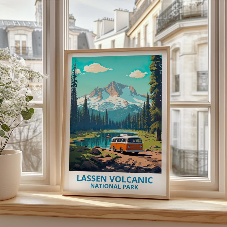 Lassen Volcanic National Park Travel Print California Poster Forest Wall Art Lassen Volcanic Poster Home Decor Birthday Gift