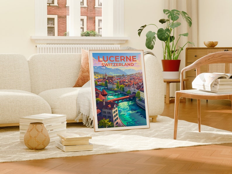 Lucerne Poster, Switzerland Print, Switzerland Art, Lucerne Print, Lucerne Travel Poster, Switzerland Poster, Lucerne Gift