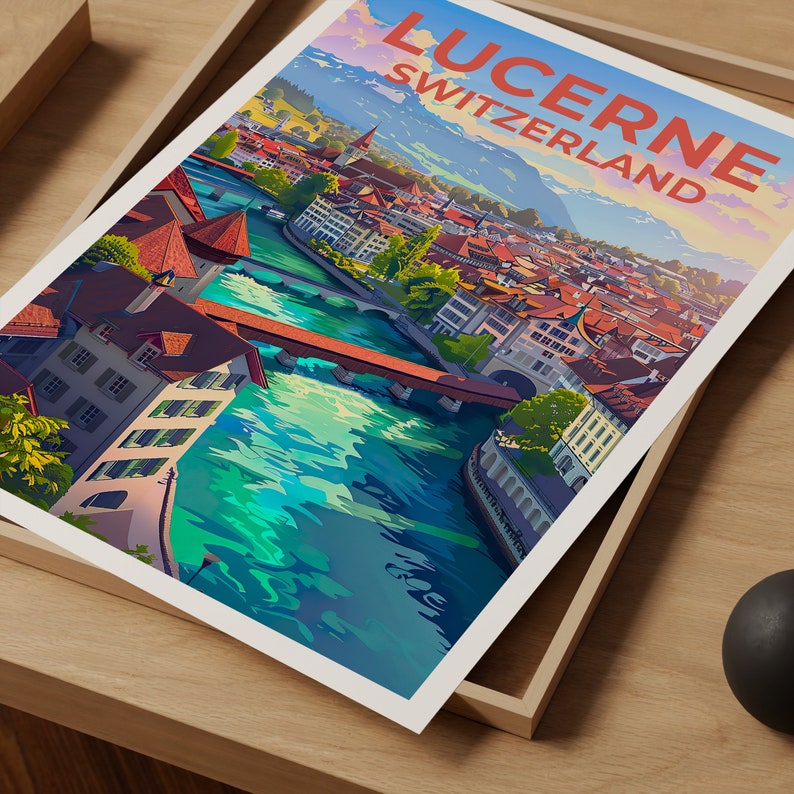 Lucerne Poster, Switzerland Print, Switzerland Art, Lucerne Print, Lucerne Travel Poster, Switzerland Poster, Lucerne Gift