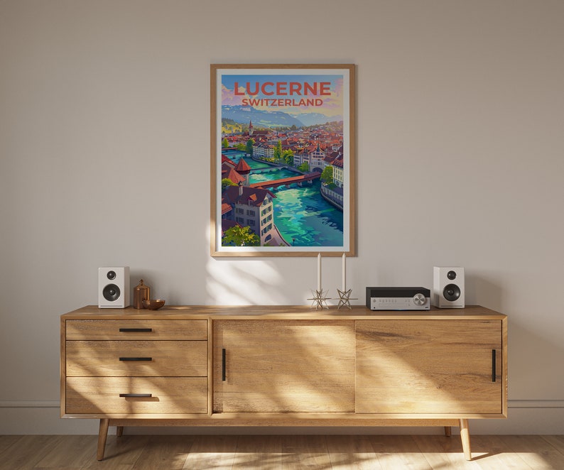 Lucerne Poster, Switzerland Print, Switzerland Art, Lucerne Print, Lucerne Travel Poster, Switzerland Poster, Lucerne Gift