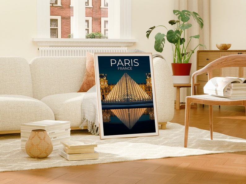 Paris Travel Poster, France Wall Art, France Print, Paris Poster, Louvre Poster, Louvre Pyramid Poster, Paris Art