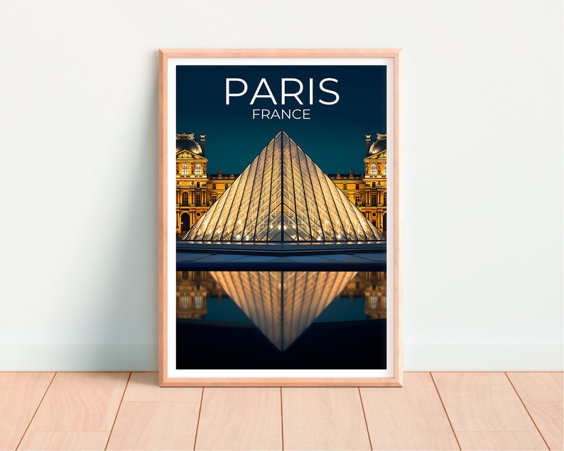 Paris Travel Poster, France Wall Art, France Print, Paris Poster, Louvre Poster, Louvre Pyramid Poster, Paris Art