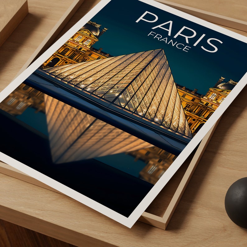 Paris Travel Poster, France Wall Art, France Print, Paris Poster, Louvre Poster, Louvre Pyramid Poster, Paris Art