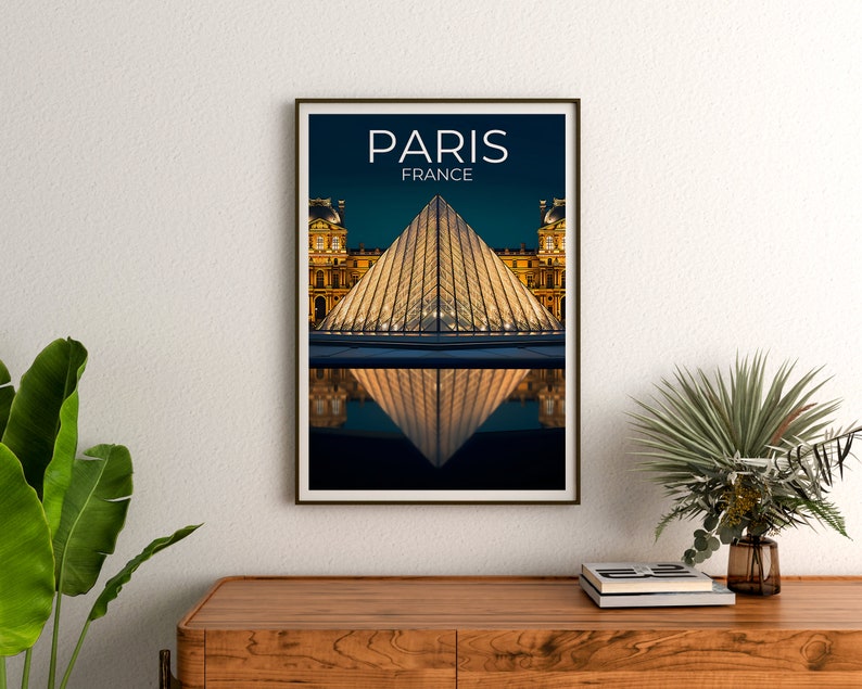 Paris Travel Poster, France Wall Art, France Print, Paris Poster, Louvre Poster, Louvre Pyramid Poster, Paris Art