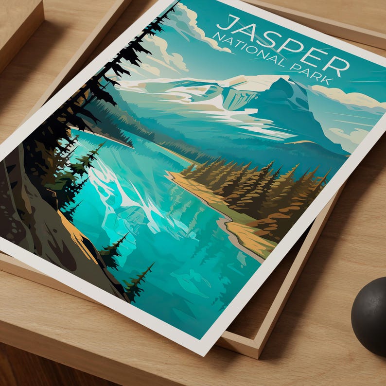 Jasper National Park Poster, Canada Print, Rocky Mountains Wall Art, Jasper Poster, Canada Travel Poster, Home Decor, Birthday Gift