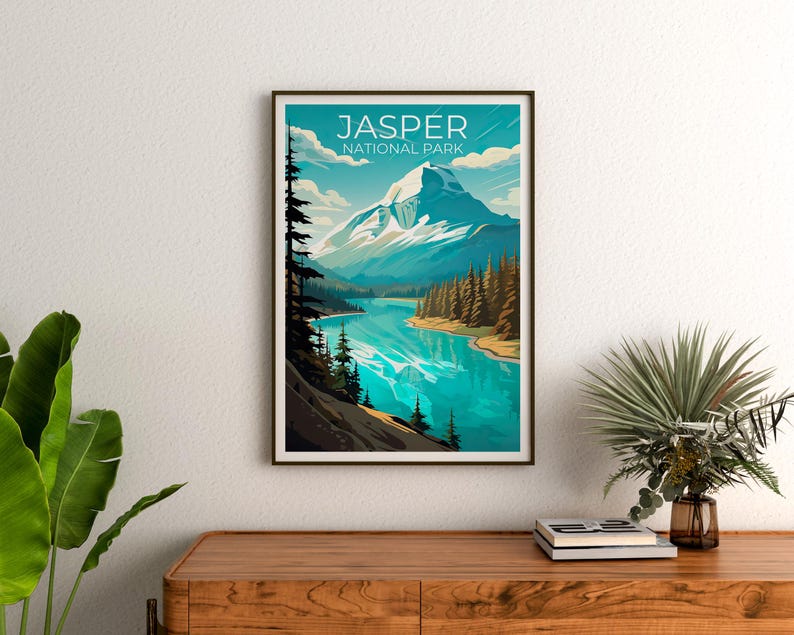 Jasper National Park Poster, Canada Print, Rocky Mountains Wall Art, Jasper Poster, Canada Travel Poster, Home Decor, Birthday Gift